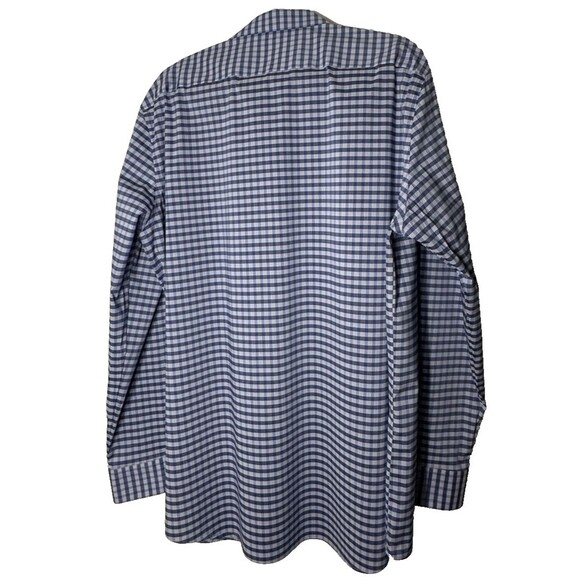 Van Heusen Dress Shirt Men's Siz 17.5 36/37 Tall Fit Blue Plaid Button Front - Picture 4 of 12